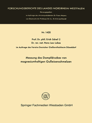 cover image of Messung des Dampfdruckes von magnesiumhaltigen Gußeisenschmelzen